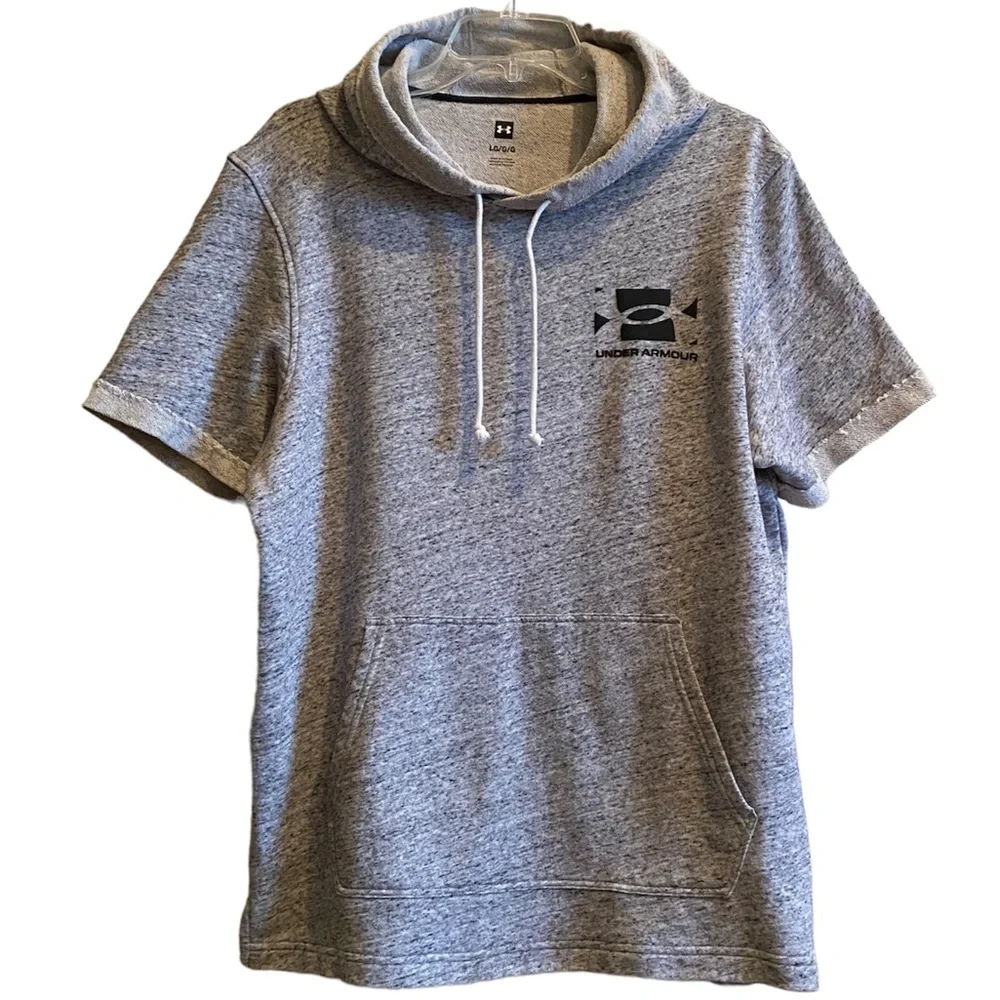 Hoodie Sweatshirt Lightweight Short Sleeve Athletic Wear Gray Mens Size Large